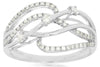 WIDE .25CT DIAMOND 14K WHITE GOLD MULTI ROW CRISS CROSS 3 STONE ANNIVERSARY RING