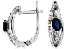 .70CT DIAMOND & AAA SAPPHIRE 14KT WHITE GOLD 3D OVAL & ROUND HANGING EARRINGS