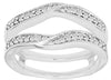 WIDE .25CT DIAMOND 14KT WHITE GOLD DOUBLE LEAF FILIGREE INSERT ANNIVERSARY RING