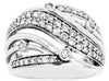 WIDE .75CT DIAMOND 14KT WHITE GOLD MULTI ROW CRISS CROSS ETOILE ANNIVERSARY RING