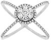 WIDE .55CT DIAMOND 14KT WHITE GOLD 3D CLUSTER FLOWER HALO CRISS CROSS FUN RING