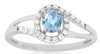 .48CT DIAMOND & AAA AQUAMARINE 14KT WHITE GOLD LOVE KNOT FRIENDSHIP PROMISE RING