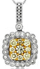 ESTATE .93CT WHITE & FANCY YELLOW DIAMOND 14K WHITE GOLD FLOWER FLOATING PENDANT