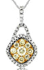 .78CT WHITE & FANCY YELLOW DIAMOND 14KT WHITE GOLD CLUSTER SQUARE HALO PENDANT