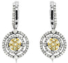 .93CT WHITE & FANCY YELLOW DIAMOND 14KT WHITE GOLD 3D CIRCULAR HANGING EARRINGS