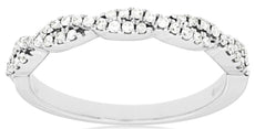 .23CT DIAMOND 14KT WHITE GOLD CLASSIC DOUBLE ROW INFINITY LOVE ANNIVERSARY RING