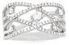 WIDE .70CT DIAMOND 14KT WHITE GOLD MULTI ROW CRISS CROSS ETOILE ANNIVERSARY RING
