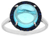 ESTATE 5.33CT AAA SAPPHIRE & BLUE TOPAZ 14KT WHITE GOLD CIRCULAR HALO FUN RING
