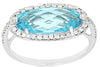 ESTATE 4.20CT DIAMOND & AAA BLUE TOPAZ 14KT WHITE GOLD 3D OVAL & ROUND FUN RING