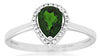 .88CT DIAMOND & AAA GREEN GARNET 14KT WHITE GOLD PEAR SHAPE HALO ENGAGEMENT RING