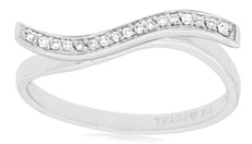 ESTATE .07CT DIAMOND 14KT WHITE GOLD 3D CLASSIC BAR WAVE FUN RING