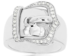 ESTATE .19CT DIAMOND 14KT WHITE GOLD CLASSIC FUN BELT LOVE RING