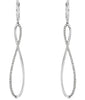ESTATE .31CT DIAMOND 14KT WHITE GOLD 3D CLASSIC INFINITY LOVE HANGING EARRINGS