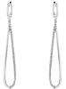LARGE .31CT DIAMOND 14KT WHITE GOLD 3D ELONGATED TEAR DROP FUN HANGING EARRINGS