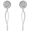 ESTATE 1.32CT DIAMOND 14KT WHITE GOLD FLOWER WAVE HOOP HANGING EARRINGS