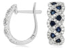 WIDE .94CT DIAMOND & AAA SAPPHIRE 14K WHITE GOLD ROUND INFINITY HANGING EARRINGS