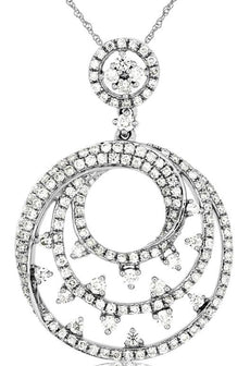 .91CT DIAMOND 14KT WHITE GOLD 3D CLASSIC MULTI CIRCULAR SWIRL FLOATING PENDANT