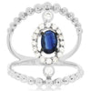 WIDE .86CT DIAMOND & AAA SAPPHIRE 14KT WHITE GOLD 3D OVAL & ROUND HALO FUN RING