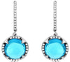6.92CT DIAMOND & AAA BLUE TOPAZ 14KT WHITE GOLD 3D CIRCULAR FUN HANGING EARRINGS