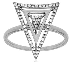 ESTATE .15CT DIAMOND 14KT WHITE GOLD 3D CLASSIC TRILLION TRIANGULAR FUN RING