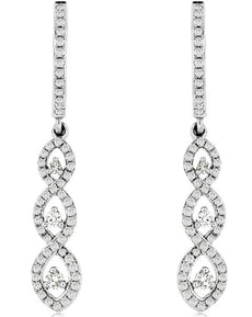 ESTATE .65CT DIAMOND 14KT WHITE GOLD 3D CLASSIC INFINITY LOVE HNAGING EARRINGS