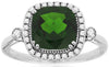 2.33CT DIAMOND & AAA GREEN GARNET 14KT WHITE GOLD CUSHION & ROUND HALO LOVE RING