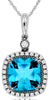 2.78CT DIAMOND & AAA BLUE TOPAZ 14KT WHITE GOLD CUSHION & ROUND FLOATING PENDANT