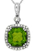LARGE 2.28CT DIAMOND & AAA PERIDOT 14KT WHITE GOLD 3D CUSHION FLOATING PENDANT