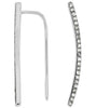 ESTATE .19CT DIAMOND 14KT WHITE GOLD 3D CLASSIC SEMI CURVE BAR HANGING EARRINGS