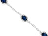 5.20CT DIAMOND & AAA SAPPHIRE 14KT WHITE GOLD OVAL & ROUND HALO TENNIS BRACELET