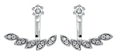 ESTATE .42CT DIAMOND 14KT WHITE GOLD 3D CLASSIC MULTI LEAF STUD HANGING EARRINGS
