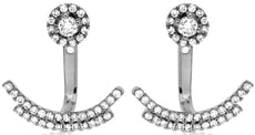 ESTATE .58CT DIAMOND 14KT WHITE GOLD 3D CLUSTER ANCHOR FLOWER HANGING EARRINGS