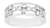 ESTATE WIDE .54CT DIAMOND 14K WHITE GOLD CLASSIC BEZEL FILIGREE ANNIVERSARY RING