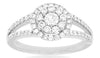 ESTATE .75CT DIAMOND 14KT WHITE GOLD 3D CLASSIC CLUSTER FLOWER LOVE RING