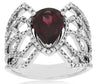 WIDE 2.89CT DIAMOND & AAA RHODOLITE 14KT WHITE GOLD PEAR SHAPE & ROUND FUN RING