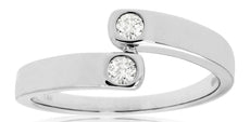 ESTATE .14CT DIAMOND 14KT WHITE GOLD 3D CLASSIC ETOILE CRISS CROSS LOVE RING