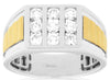 LARGE .90CT DIAMOND 14KT 2 TONE GOLD 3D ROUND 9 STONE CHANNEL CLASSIC MENS RING