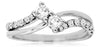 ESTATE .52CT DIAMOND 14KT WHITE GOLD 3D ROUND 2 STONE CRISS CROSS LOVE RING