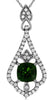1.3CT DIAMOND & AAA GREEN GARNET 14K WHITE GOLD CUSHION & ROUND FLOATING PENDANT