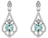 1.38CT DIAMOND & AAA AQUMARINE 14KT WHITE GOLD CUSHION & ROUND HANGING EARRINGS