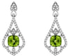 1.46CT DIAMOND & AAA PERIDOT 14KT WHITE GOLD FLOWER TEAR DROP HANGING EARRINGS