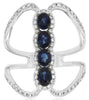 WIDE 1.35CT DIAMOND & AAA SAPPHIRE 14KT WHITE GOLD OVAL & ROUND 4 STONE FUN RING