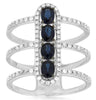1.37CT DIAMOND & AAA SAPPHIRE 14KT WHITE GOLD 3D OVAL & ROUND TRIPLE FUN RING