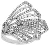 ESTATE WIDE 1.06CT DIAMOND 14KT WHITE GOLD 3D MULTI LEAF CLASSIC FUN RING