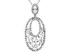 ESTATE .64CT DIAMOND 14K WHITE GOLD ROUND & BAGUETTE TRIPLE OVAL CLUSTER PENDANT