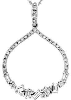 .45CT DIAMOND 14K WHITE GOLD ROUND & BAGUETTE HERSHEY KISS LOVE FLOATING PENDANT