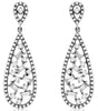 .83CT DIAMOND 14K WHITE GOLD ROUND & BAGUETTE CLUSTER TEAR DROP HANGING EARRINGS