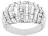 ESTATE 2.0CT DIAMOND 14KT WHITE GOLD 3D CLASSIC ROUND & BAGUETTE MULTI ROW RING