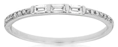 .17CT DIAMOND 14KT WHITE GOLD ROUND & BAGUETTE 3 STONE CHANNEL ANNIVERSARY RING