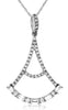 ESTATE .38CT DIAMOND 14KT WHITE GOLD ROUND & BAGUETTE TEAR DROP FLOATING PENDANT